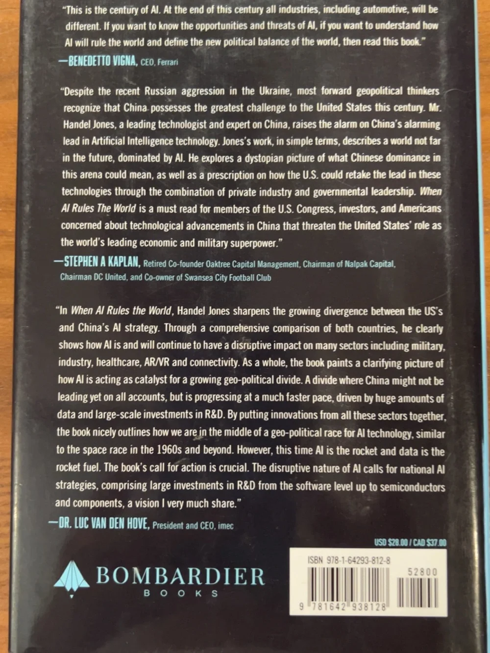 When AI Rules the World Handel Jones Hardcover Book Signed Author US China Tech